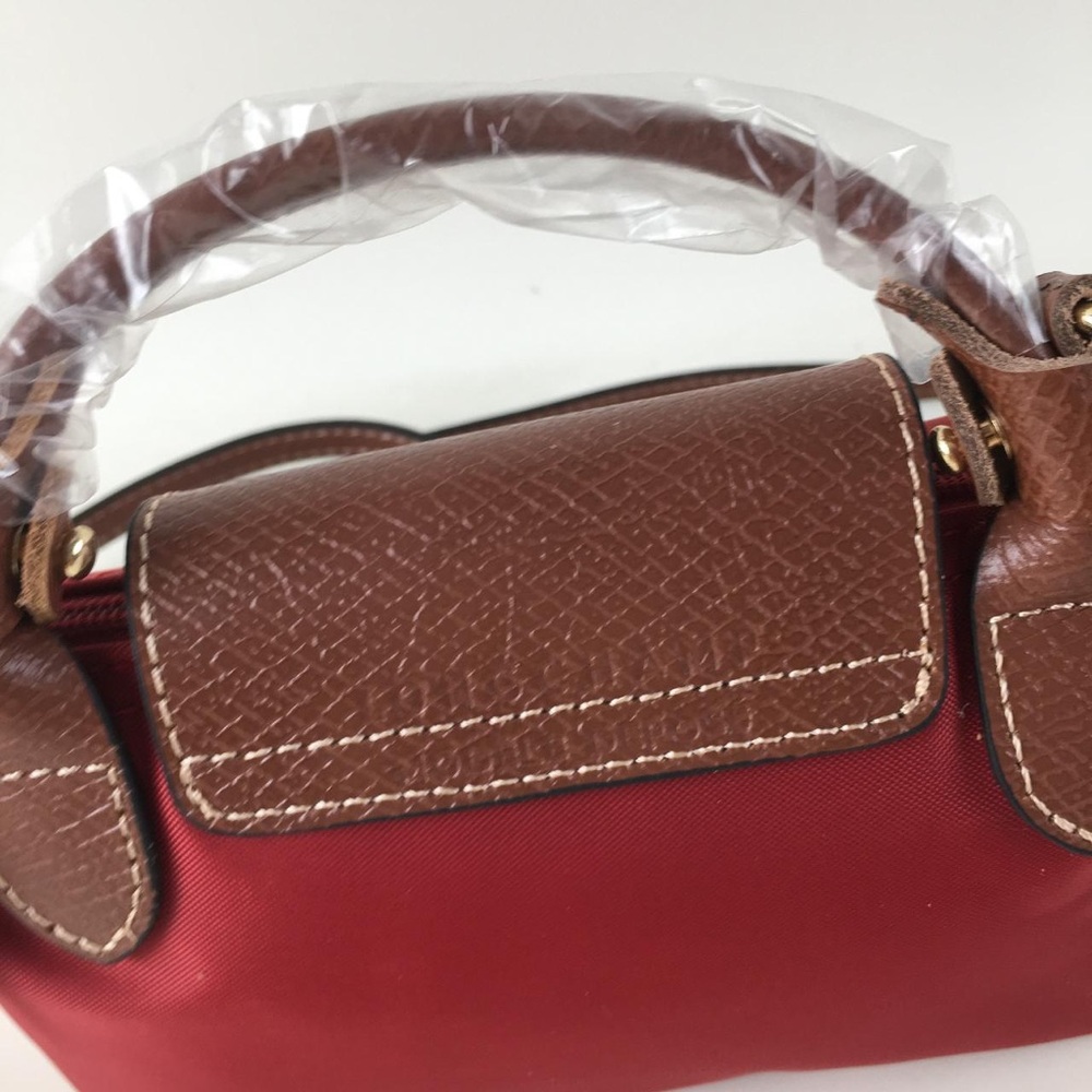 Longchamp Red Crossbody with Brown Trim and Gold Hardware NWT - Picture 6 of 9